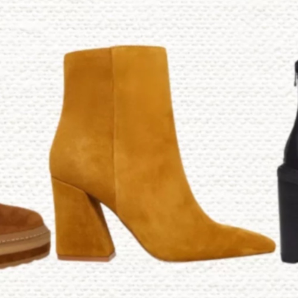 Steve Madden Matilda Suede Ankle Boot Block Heeled Mustard Yellow size 6.5
